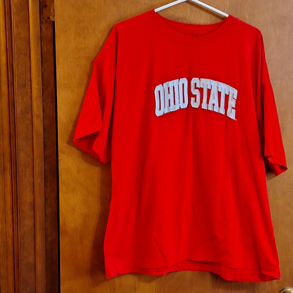 Ohio State red tee embroidered